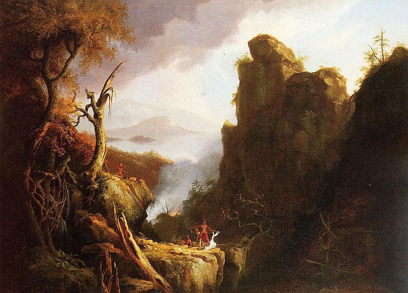 Thomas Cole Indian Sacrifice, Kaaterskill Falls and North South Lake oil painting picture